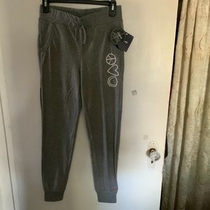 PEACE, LOVE, WORLD Gray Comfy Pants SZ 10 Girl